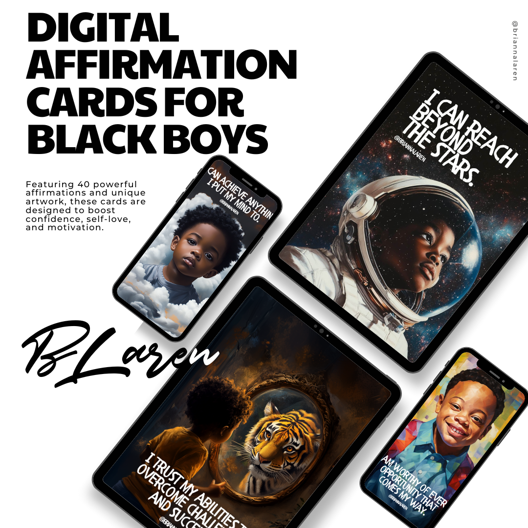 Digital Affirmation Cards for Black Boys